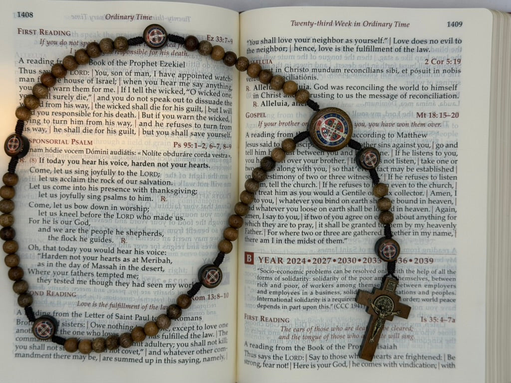 St. Benedict All Wood Rosary 18"