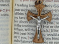 1 7/8" Flared Natural Olive Wood Jerusalem Crucifix on a Brown Cord