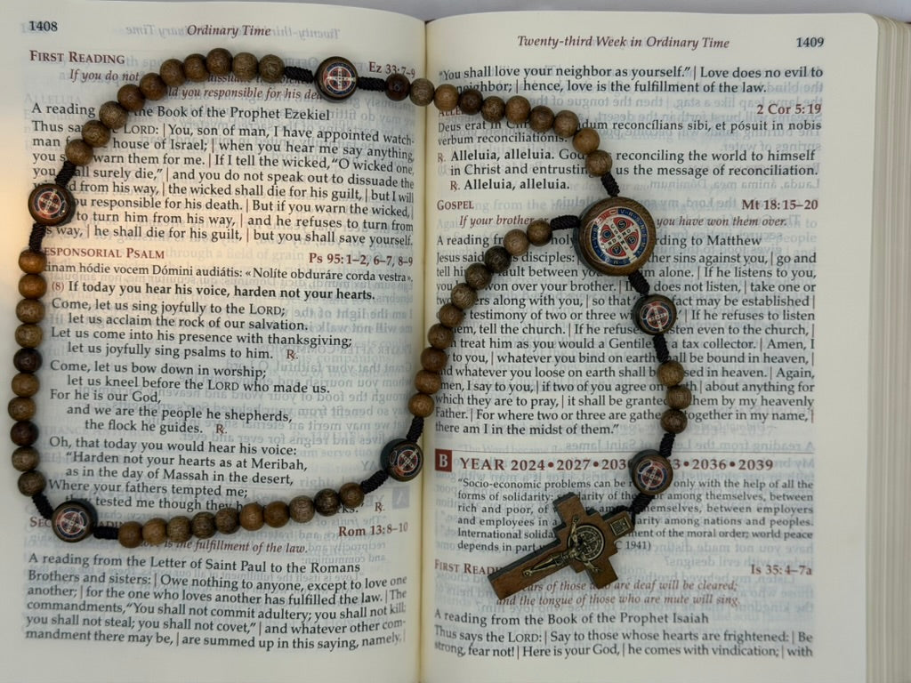 St. Benedict All Wood Rosary 18"
