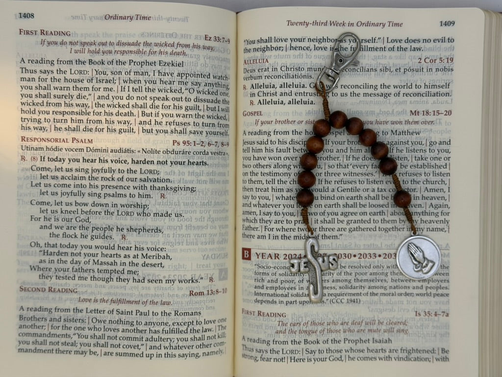 Serenity Prayer One Decade Wood Rosary with Clip