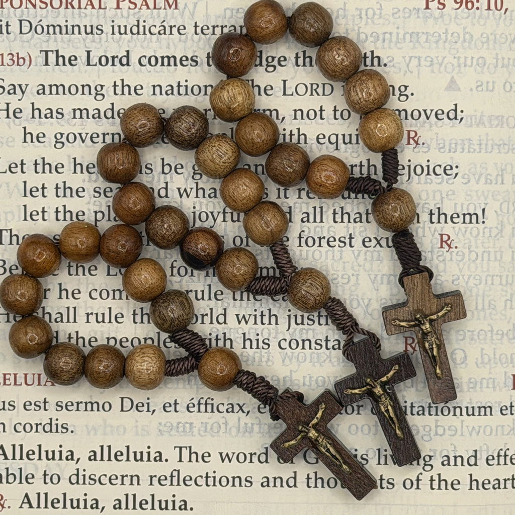 Pocket Decade Rosary with Brown Wood Beads