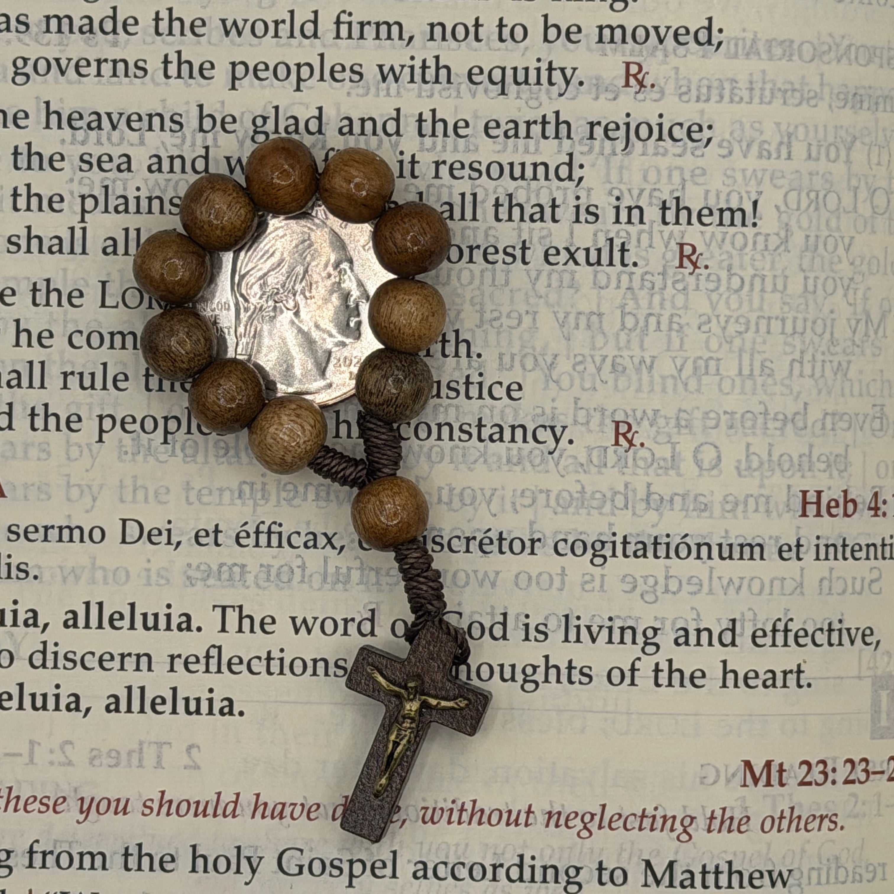 Pocket Decade Rosary with Brown Wood Beads