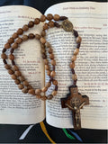 Brazilian Hardwood St Benedict Brown Bead and Corded Rosary – 20"